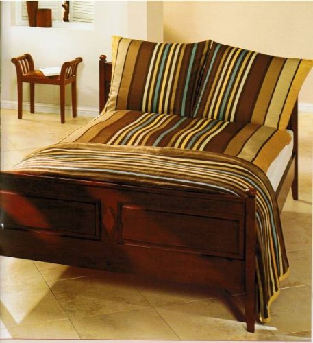 Ibena Mako Satin Bettwäsche Marenga Stripe mokka 135/200 cm (5207390)