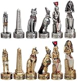 Pewter Chess Set - Egyptian - Collectible Egypt Boardgame Pieces Game
