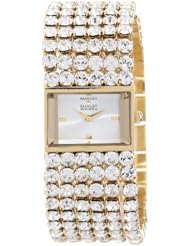 Badgley Mischka Womens BA/1288SVGB Swarovski Crystal Accented Gold-Tone Multi-Strand Bracelet Watch