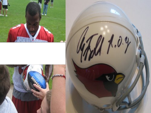 ANQUAN BOLDIN,ARIZONA CARDINALS,FLORDIA STATE,BALTIMORE RAVENS,SIGNED MINI HELMET WITH COA AND PROOF