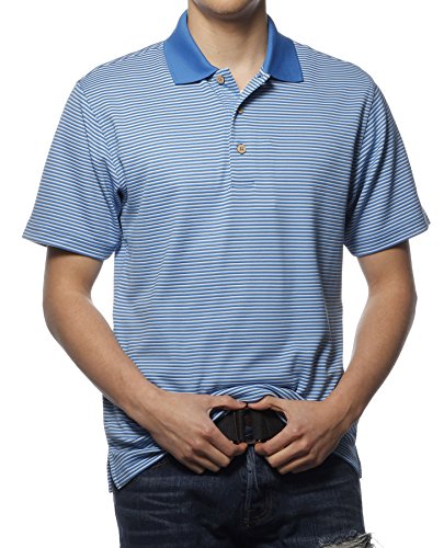 Cubavera Mens 3 Button Striped Polo Mesh Short Sleeve Shirt