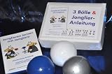  : 3 Bälle & Jonglier-Anleitung(blau, weiß, silber)