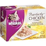 Whiskas Purrfectly Chicken Variety Pack (4-Chicken, 3-Chicken and Beef, 3-Chicken and Duck) Food for Cats, 10-Count Packages (Pack of 4)