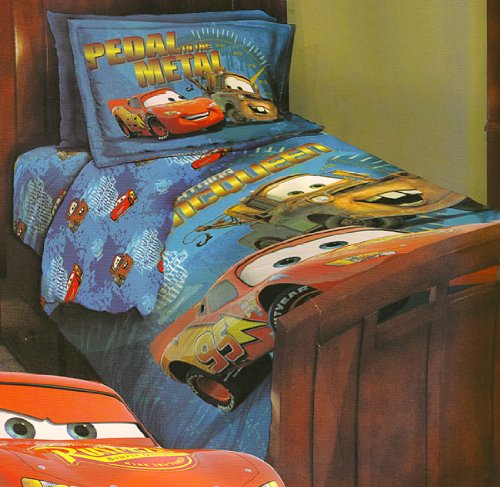 3 Pieces Disney Cars Comforter, Pillow Case, and Fitted Sheet Set Twin Size