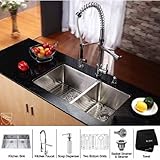 Kraus Stainless Steel 33 inch Undermount 70/30 Double Bowl Kitchen Sink and ....