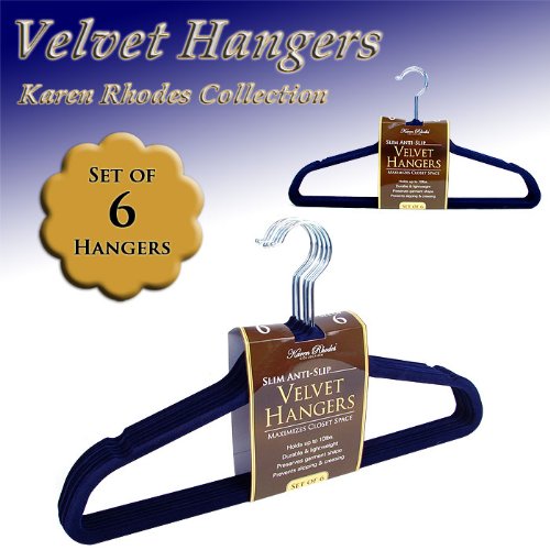 SET OF 6 VELVET HANGERS - NAVY