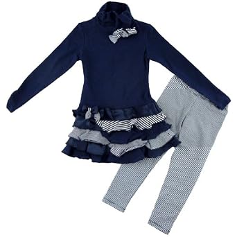 Kate Mack Ruffle Trim Dress with Dot Leggings