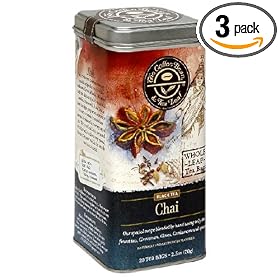 The Coffee Bean & Tea Leaf, Tea, Chai, 20-Count Tins (Pack of 3)