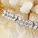 EVER FAITH Silver-Tone Full Cubic Zirconia Prong Shining Leaves Wedding Bracelet Clear
