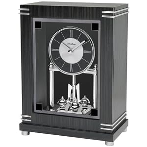 Seth Thomas Worthington Black and Silver Dial Lacquered Black Case with Anniversary Clock