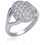 Sparkling Glamour: Sterling Silver Fashion Ring with CZ Diamonds