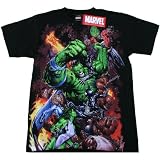  : MARVEL COMICS "THE INCREDIBLE HULK BATTLE" Black Cotton Tee Licensed