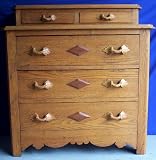 Antique Oak 5 Drawer Dresser Chest, unique pulls