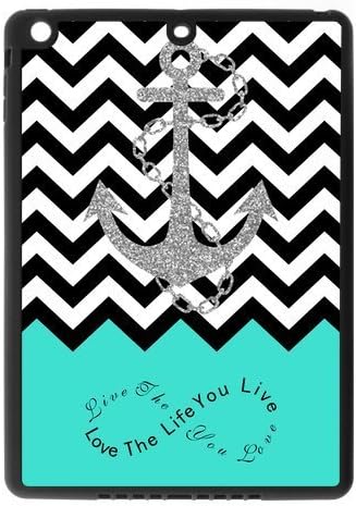 Live the Life You Love, Love the Life You Live. Turquoise Black White Chevron with Anchor luxury cover case for Ipad air2 (IPad 6) (Black)ALL MY DREAMS