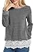 ACEVOG Women's Lace Long Sleeve Trim Casual Loose Fit Blouse Tops