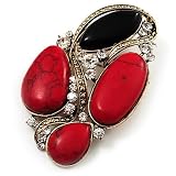 Vintage Asymmetrical Crystal Brooch/ Pendant (Antique Gold)