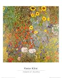 Country Garden with Sunflowers Art Poster Print by Gustav Klimt, 16x20