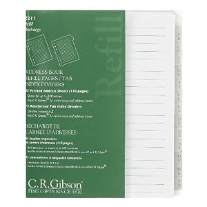 C-R-Gibson-Address-Book-Refill-Pages-With-Tab-Index-Dividers-Z211-
