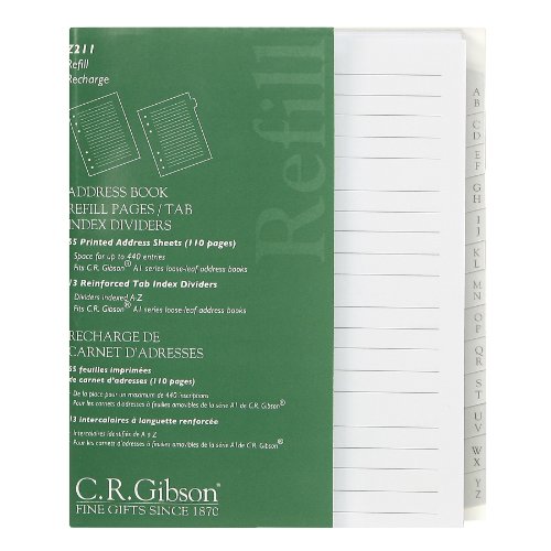C.R. Gibson Address Book Refill Pages With Tab Index Dividers (Z211) Picture