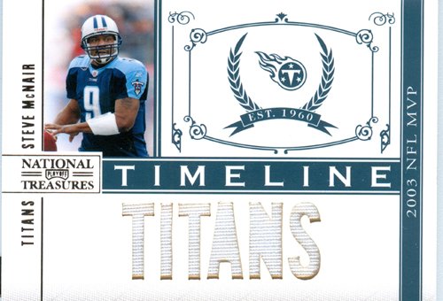 2011 Playoff National Treasures Authentic Steve McNair 6 Patch Game Worn Jersey Card