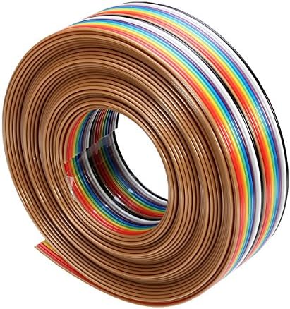 Focalwanna 5M 1.27mm 20P DuPont Cable Rainbow Flat Line Support Wire Soldered