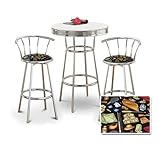 Chrome Bar Table & 2 Chrome 29" Camping Equipment Fabric Seat Barstools