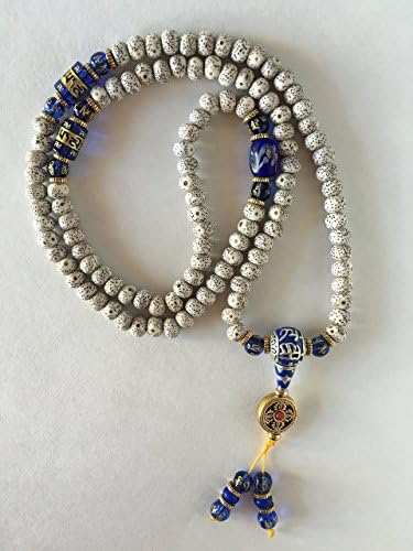 'Moon and stars' Xingyue Bodhi Mala Prayer Beads - Camillia Crystal - Copper Amulet with Turquoise and Coral - Necklace - Bracelet