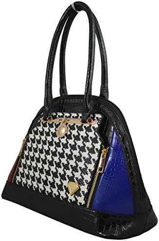 Paparazzo Collection By Lany Houndstooth Print Satchel Bag-vegan Leather
