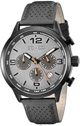 SO&CO New York Men's 'Monticello' Quartz Metal and Leather Sport Watch, Color:Grey (Model: 5279.2)