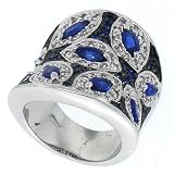 51WtGfUJoQL. SL160  Modern & Romantic Wide Sterling Silver Band w/Blue & White CZs