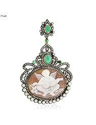 77*49mm 18kt Gold Genuine Gemstone Pendant Vintage Style Jewelry