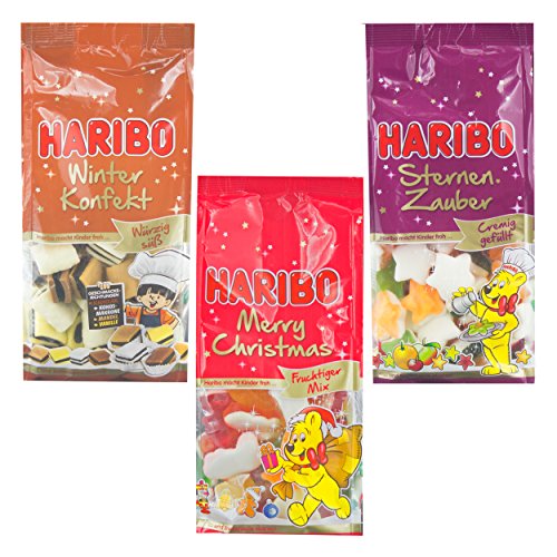 Haribo Weihnachts Fruchtgummi Tüten Set, Konfekt, Schaumzucker, Gummibären, 850 g