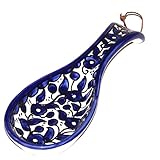 Armenian hand painted cooking Spoon Rest / Ladle Holder - Meduim with oval Cup part ( 8.5 inches long 3 inches across and 0.25 inches deep )