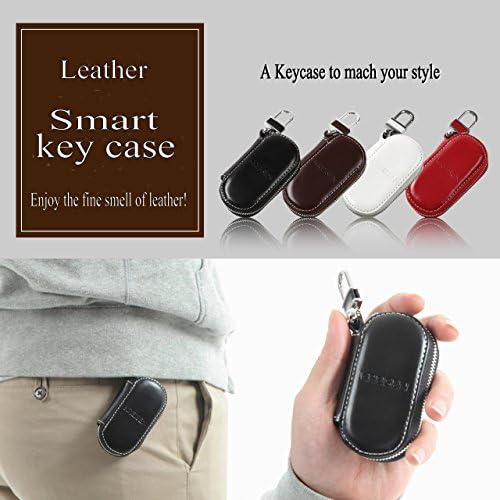 Genuine Cowhide Leather Smart Keychain Holder by KREISEN Unisex+compact+good qualities Red