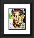 Framed Jackie Robinson Brooklyn Dodgers 2000 Legends Stamp - Black Double Mat