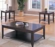 3pc Contemporary Occassional Table Set in Cappuccino Finish: Set Includes: Coffee Table and 2 End Tables