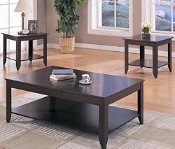 3pc Contemporary Occassional Table Set in Cappuccino Finish: Set Includes: Coffee Table and 2 End Tables