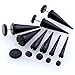 PiercingJ 8pc Acrylic Ear Taper Kit Black Fake Cheater Earrings Plug Tunnel Mixe...