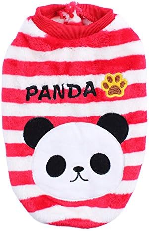 Rachel Pet Products Cartoon Strips Coral Velvet Warm Pet Vest Sweater for Autumn and Winter, Red, S