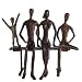 Bronze Family on Bench Figurine Set- Mother, Father and 2 Sons