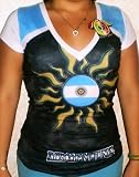 FRESKO STRETCH SPANDEX SEXY FIT LADIES ARGENTINA SOCCER SPORTS JERSEY SIZE SMALL (SEXY STRETCH FIT)