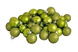 96ct Key Lime Green Shatterproof 4-Finish Christmas Ball Ornaments