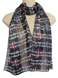 Black Sheet Music & G Clef Satin Stripe Oblong Scarf/Sash/Belt