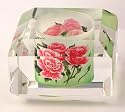 Crystal Tea Light Candle Holder, Hand Painted, Chinese Reverse Painting, Silk Lined Box, Collectible - CLOSEOUT Sale