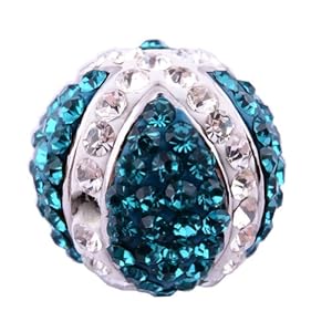 Kadima Swarovski Elements ,Disco Ball ,Shamballa Ball , Lots of 12pcs 15MM Alloy Cross Loose Beads with Blue Zircon/Clear Gemstone