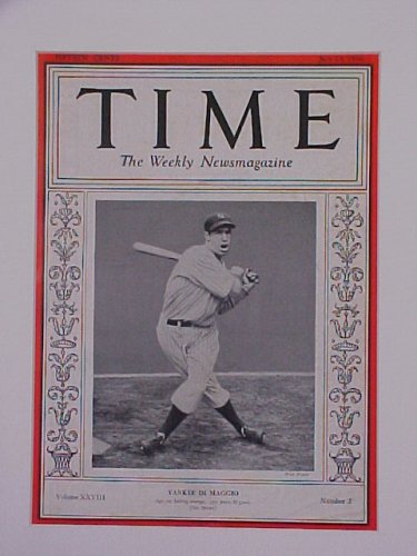 Joe Dimaggio New York Yankees Rookie July 13 1936 Time Magazine Fabulous Beautiful Condition Professionally Matted Cover 11 X 14 Size Delivered Framed