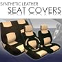 Universal PU (Synthetic) Leather Car Seat Covers Set with Steering Wheel Cover and Shoulder Pads