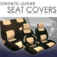 Universal PU (Synthetic) Leather Car Seat Covers Set with Steering Wheel Cover and Shoulder Pads