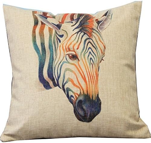 OHIME®Lovely Colorful Zebra Cartoon Animal Style Throw Pillow Case Decor Cushion Covers Square 45*45cm Beige Cotton Blend Linen