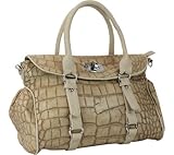 Grey Faux Leather Gator Skin Satchel Handbag